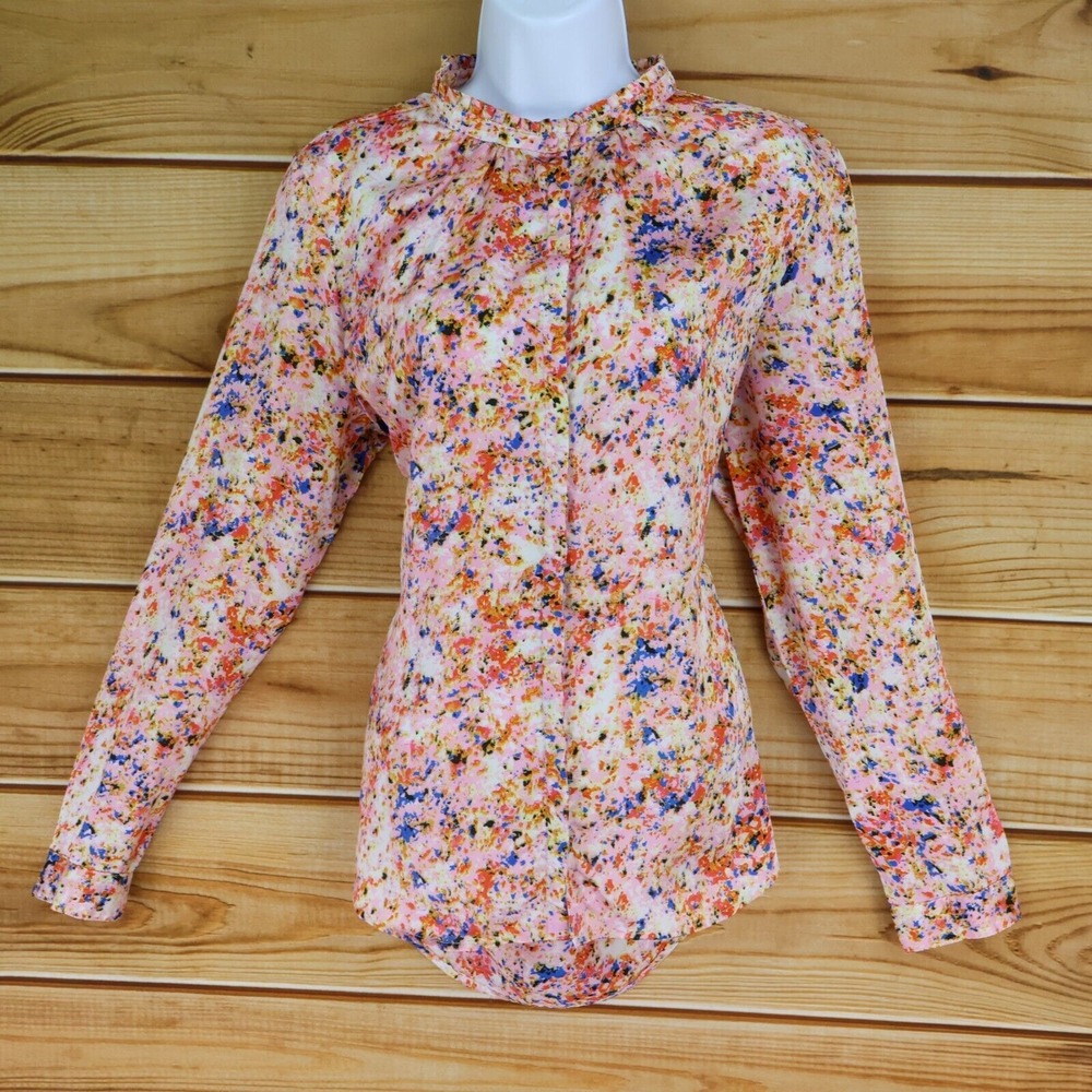 Button Up Shirt Paint‎ Splash Womens USA Size 12 (UK 16) Multicolor Splatter
